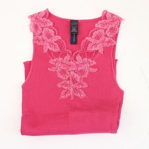 banana republic pink lace ribbed tank top